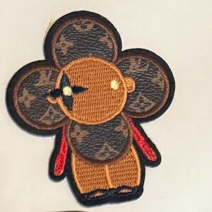 Brown and Red Designer iron on faux leather Patch